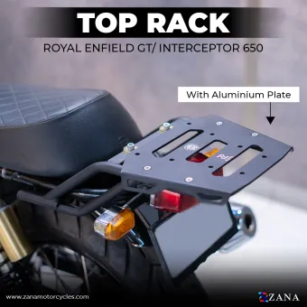 NEW TOP RACK  WITH ALUMINIUM PLATE AND COMPATIBLE WITH PILLION BACKREST FOR GT & INTERCEPTOR 650