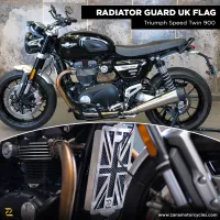 Radiator Guard  Uk Flag (silver ) For Triumph Speed Twin 900