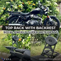 Top Rack  With Pillion Backrest ( mid tray+ mid back support ) MS T-2  For Royal Enfield Super Meteor 650