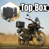 TOP BOX ALUMINIUM BLACK (45ltr ) L-FLAT WITH BACK REST CUSHION FOR HIMALAYAN 450