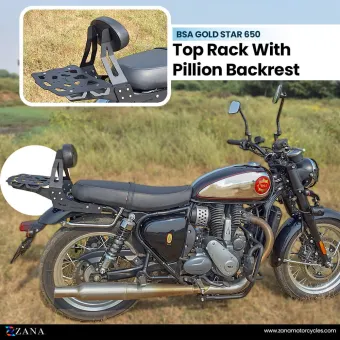 Top Rack for BSA Goldstar 650 with Pillion Back Rest (Mild Steel Black, Type-1)