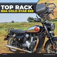 Top Rack for BSA Goldstar 650 without Plate Compatible with Pillion Backrest (Mild Steel, Black, Type-2)