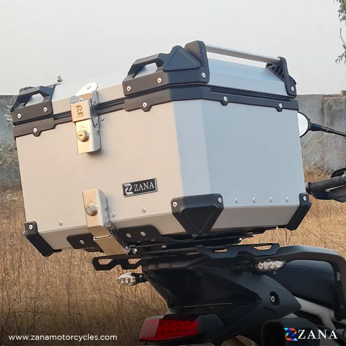 Top Box Aluminium (55ltr) L-Flat Silver With Back Rest Cushion for BMW F900 GS