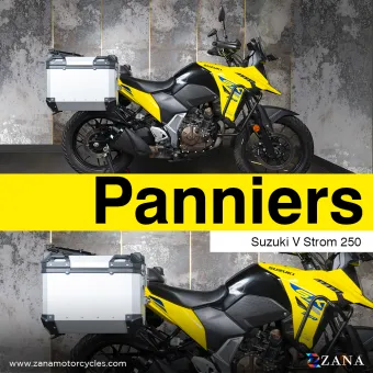 PANNIERS (36LTR )ALUMINIUM SILVER WITH FRAME FOR SUZUKI V-STROM 250