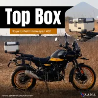 TOP BOX WITH BACK REST CUSHION FOR HIMALAYAN 450 ( 35ltr ALUMINIUM SILVER R-FLAT )