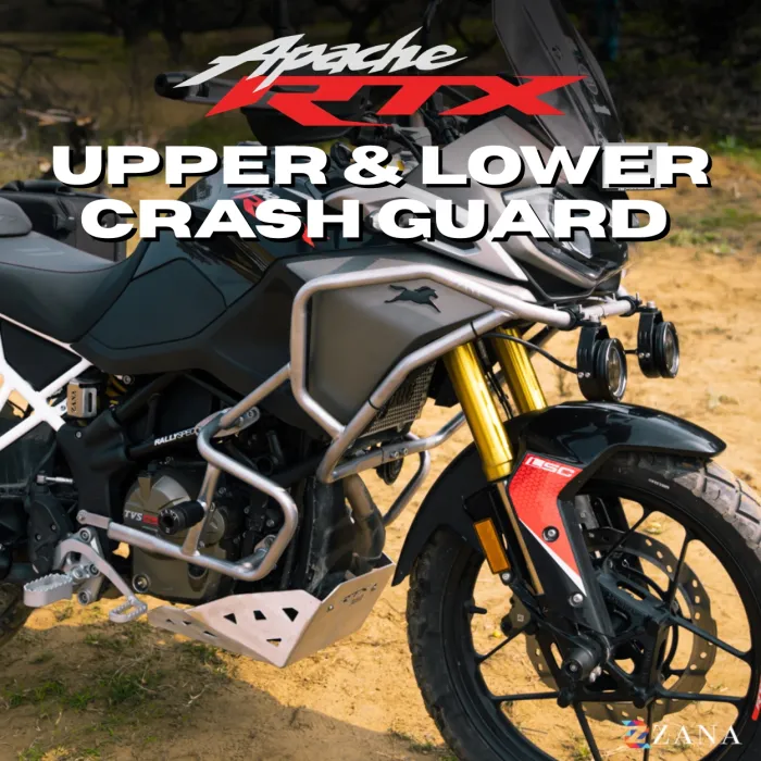 Upper & Lower Crash Guard With Slider Combo (Silver ) For TVS Apache RTX 300 (Coming Soon Pre-Booking Open Now )
