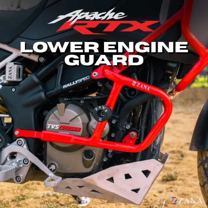 Lower Engine Guard With Slider (Red) For TVS Apache RTX 300 (Coming Soon Pre-Booking Open Now )