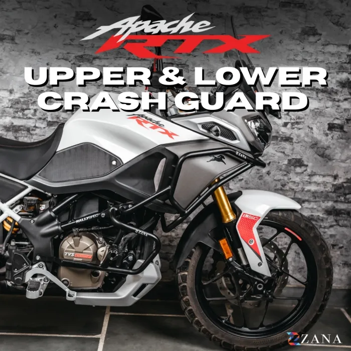 Upper & Lower Crash  Guard   With Slider Combo (Black) For TVS Apache RTX 300 Without Beak Version