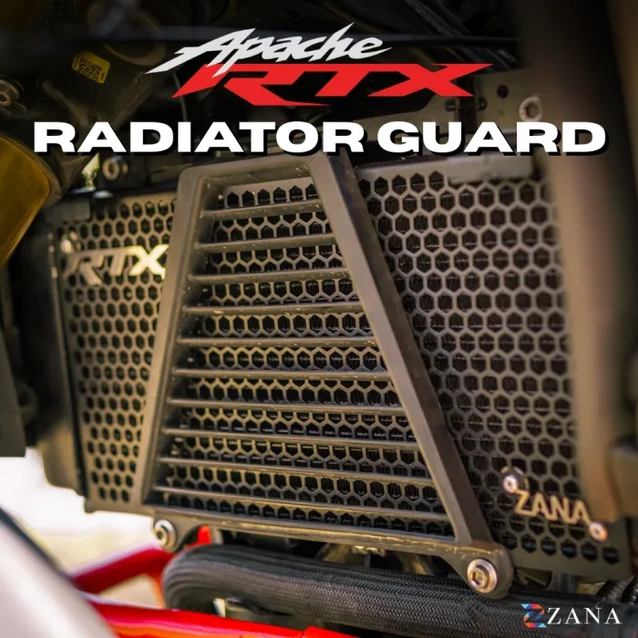 Radiator Guard Honeycomb (Aluminium,Black) With Logo Silver For TVS Apache RTX 300 (Coming Soon Pre-Booking Open Now )