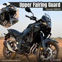 Upper Fairing Guard and Lower Engine Guard for Honda NX500 (With Slider, Black, Mild Steel) -