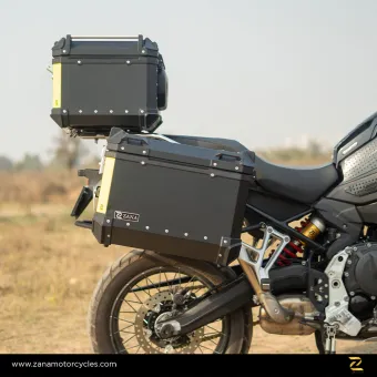 Tapered Exhaust Compatible Panniers With Frame ( Aluminium Black L-flat ) 46ltr Set For BMW F 850 GSA