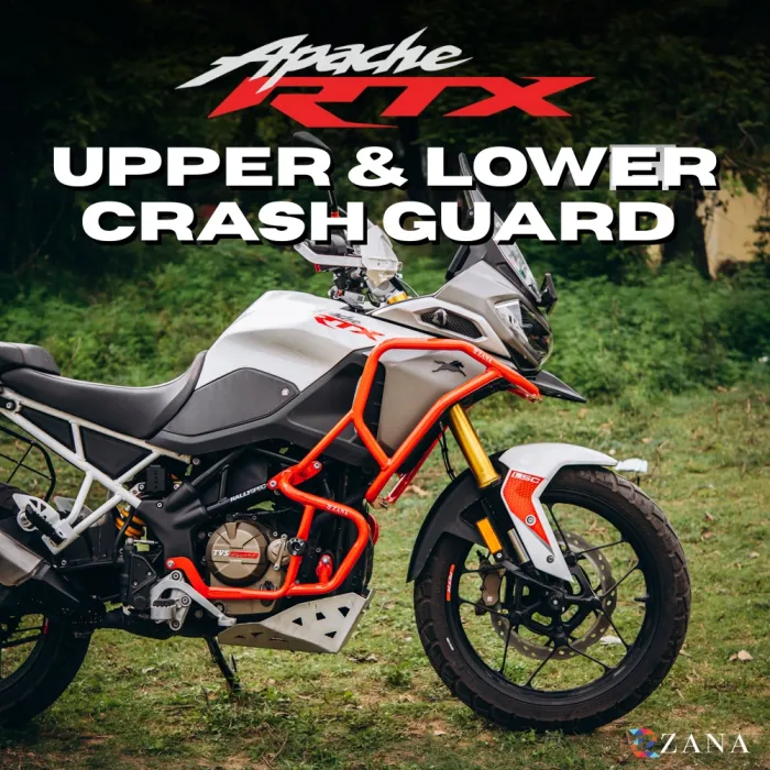 Upper & Lower Crash Guard With Slider Combo (Red) For TVS Apache RTX 300 Beak Version