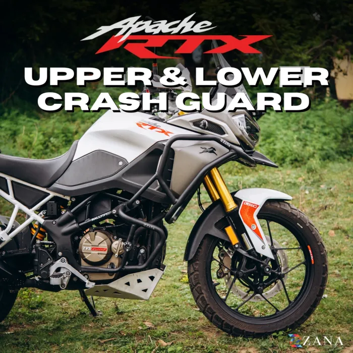 Upper & Lower Crash Guard With Slider (Black) Combo For TVS Apache RTX 300 Beak Version