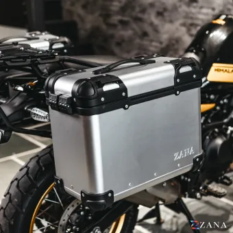 Panniers( 36 LTR )Aluminium R-Flat Silver With Frame For Himalayan 450