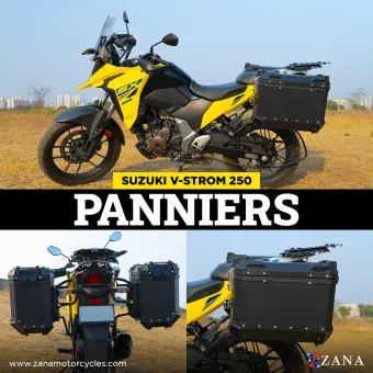 Panniers( 36 LTR )Aluminium L-Flat Black With Frame For Suzuki V-Strom 250