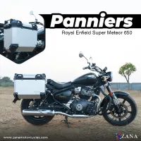 Panniers( 36 LTR ) Aluminium L-Flat Silver With Frame For Super Meteor 650