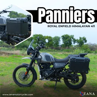 Panniers( 36 LTR ) Aluminium R-Flat Black With Frame For Himalayan 411