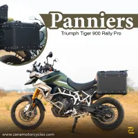 Panniers( 36 LTR )Aluminium R-Flat Black With Frame For Triumph Tiger 850/ 900 Rally Pro