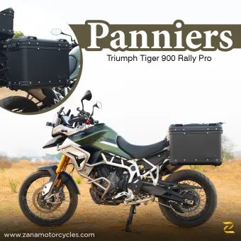 Panniers( 36 LTR )Aluminium R-Flat Black With Frame For Triumph Tiger 850/ 900 Rally Pro