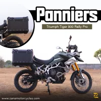 Panniers( 36 LTR )Aluminium L-Flat Black With Frame For Triumph Tiger 850/ 900 Rally Pro