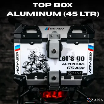 Sticker Top Box Aluminium (45 Ltr) L-flat Silver With Back Rest Cushion