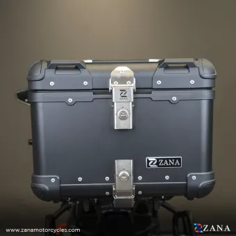 Top Box Aluminium (35Ltr) R-flat Black With Back Rest Cushion Himalaya 450