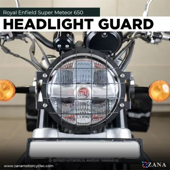 HEADLIGHT GUARD TYPE-1 BLACK  STAINLESS-STEEL FOR SUPER METEOR 650