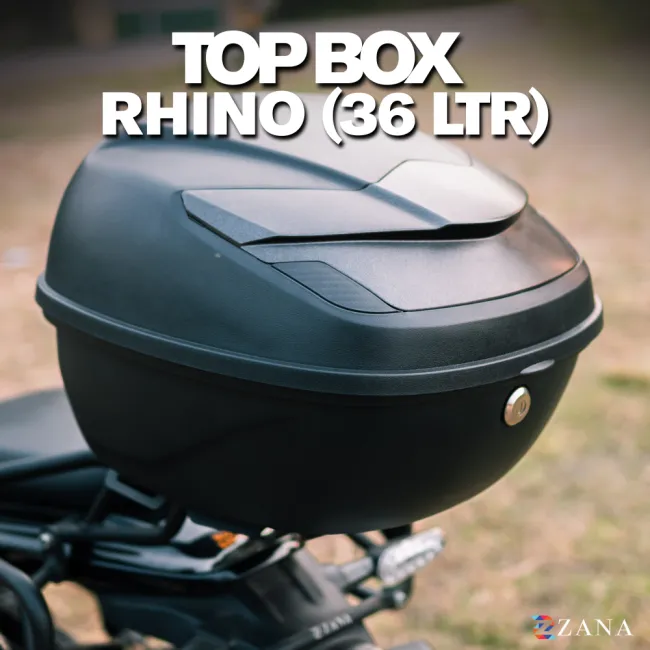 Top Box Rhino (36 ltr )Plastic With Backrest (Black & Gray)